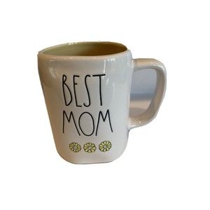 Rae Dunn BEST MOM Coffee Mug With Flowers And Inside Yellow